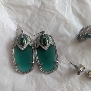 Elegant Silver and Green Earrings